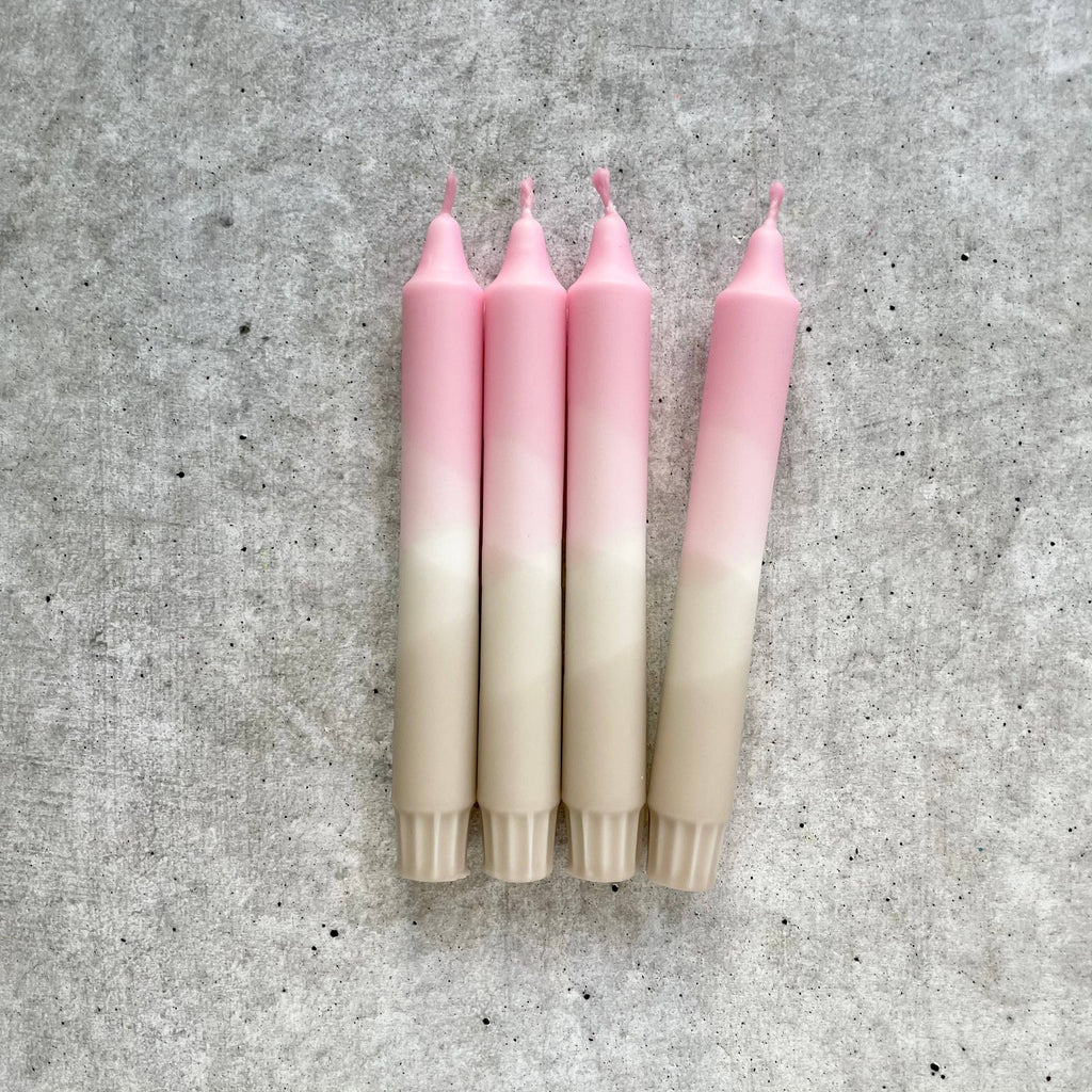 Dip Dye Kerzen | beige-rosa | 4er Set