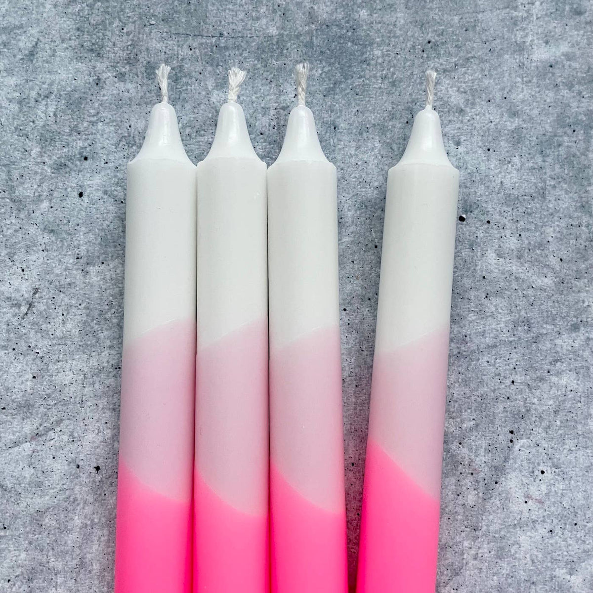 Dip Dye Kerzen | neonpink-rosa-weiß | 4er Set