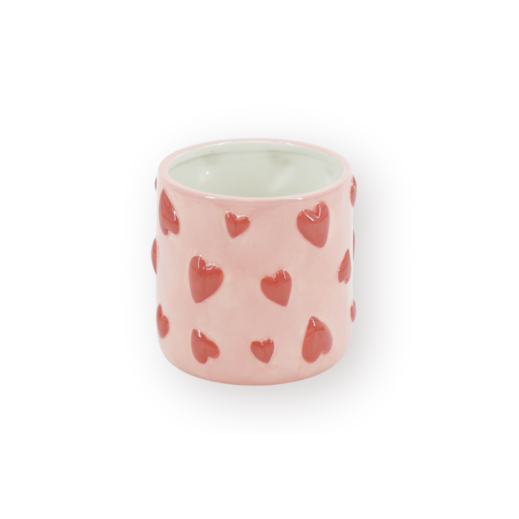 Topf - Blumentopf - Herzen - Rosa/Rot - 12,5x12,5x13cm