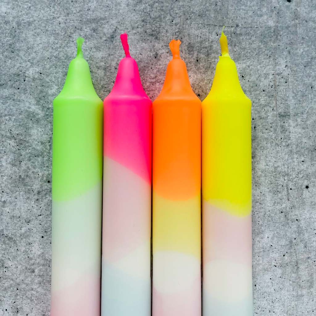 Dip Dye Kerzen | Frühling Neon | 4er Set