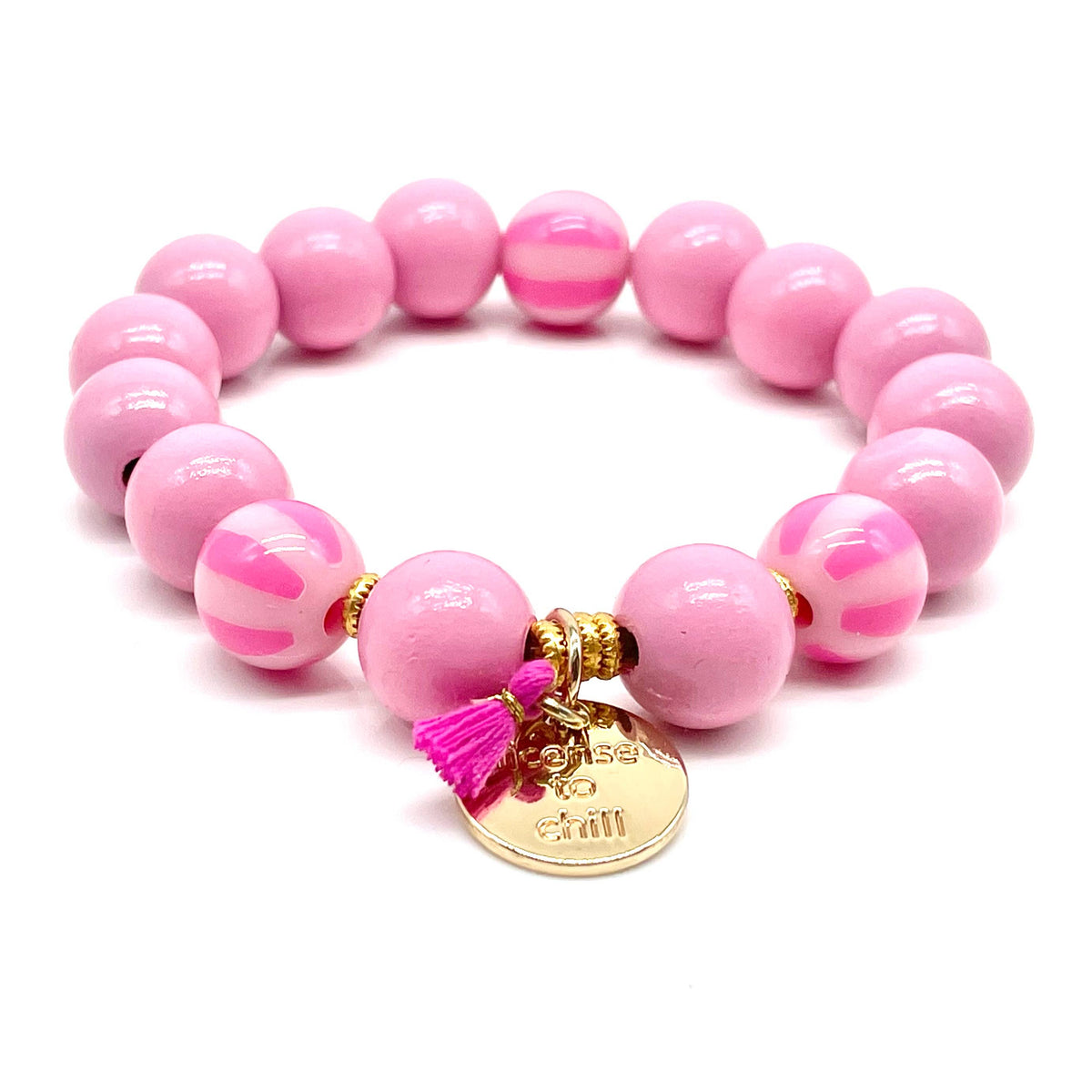 Armband SWEET CANDY STRIPE WOOD elastisches Perlenarmband