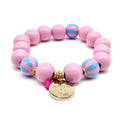 Armband SWEET CANDY STRIPE WOOD elastisches Perlenarmband