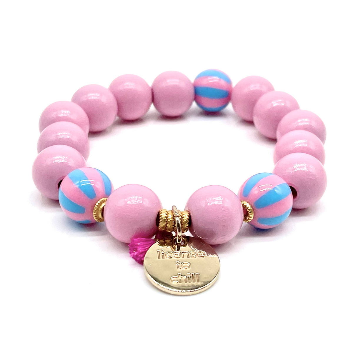 Armband SWEET CANDY STRIPE WOOD elastisches Perlenarmband