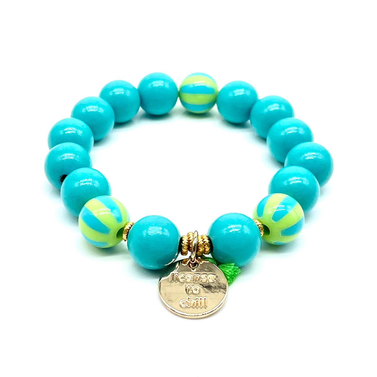 Armband SWEET CANDY STRIPE WOOD elastisches Perlenarmband