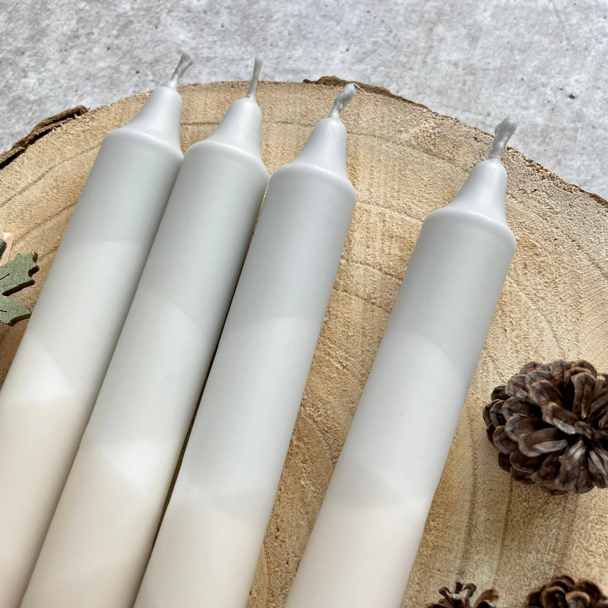 Dip Dye Kerzen | beige-grau | 4er Set