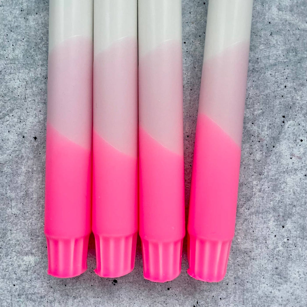 Dip Dye Kerzen | neonpink-rosa-weiß | 4er Set
