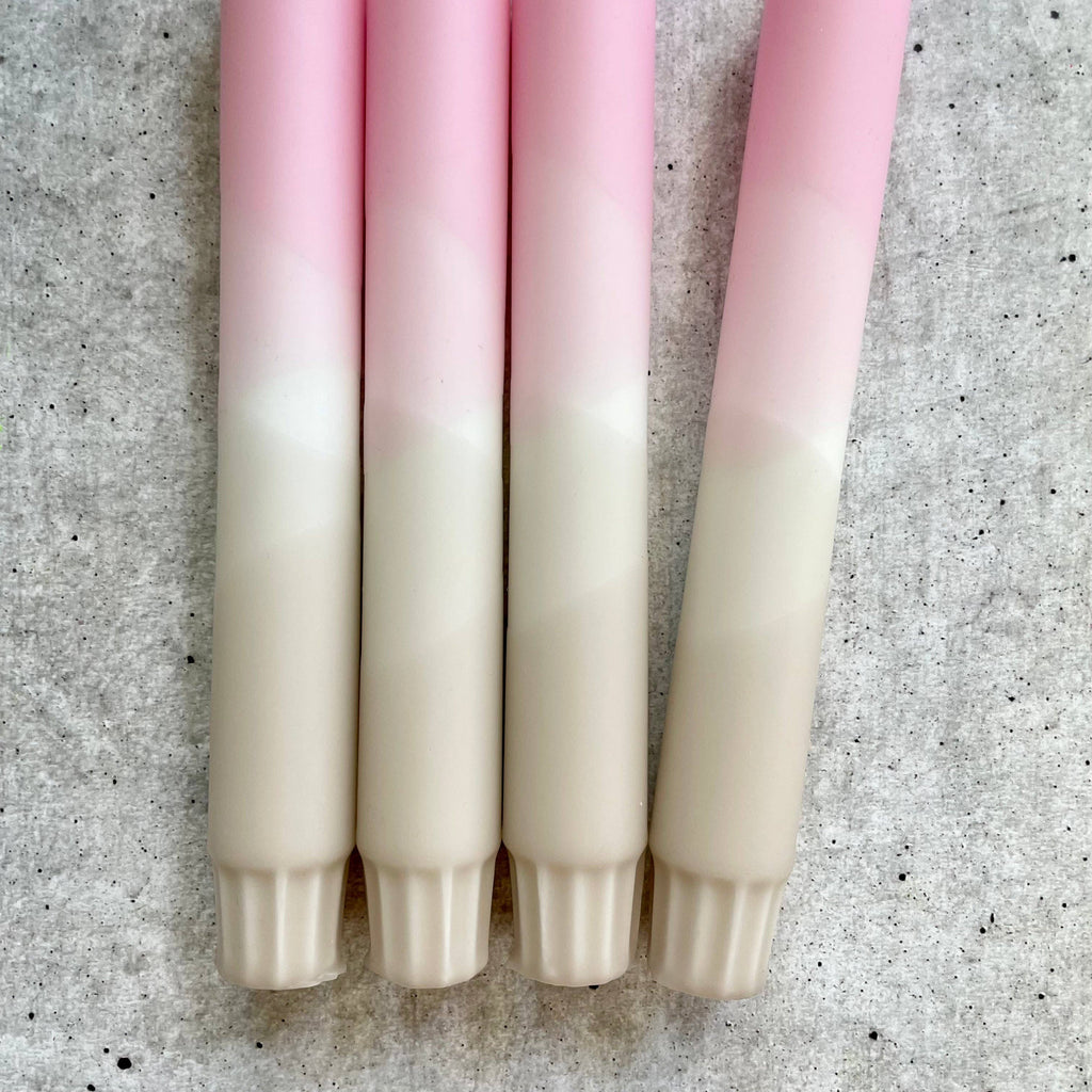 Dip Dye Kerzen | beige-rosa | 4er Set