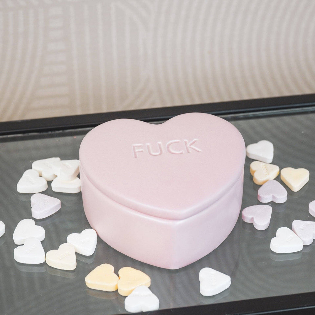 Dekoglas »Candy Heart 'FUCK'« Hellrosa, 12 x 11,5 x 6 cm