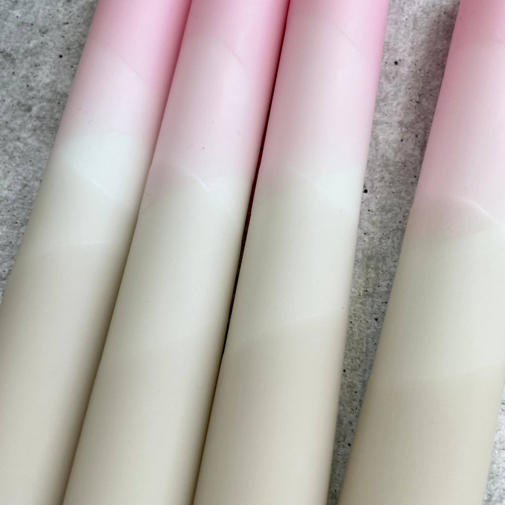 Dip Dye Kerzen | beige-rosa | 4er Set