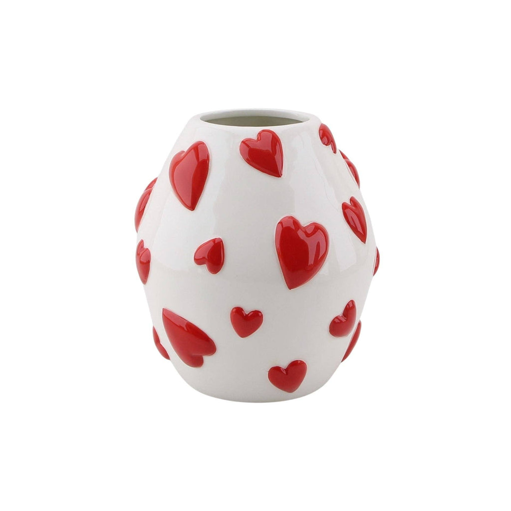 Blumenvase Herzen - Weiß/Rot - 16 x 16 x 17,5 cm