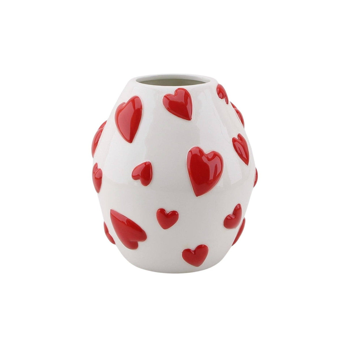 Blumenvase Herzen - Weiß/Rot - 16 x 16 x 17,5 cm