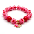 Armband SWEET CANDY HEART WOOD elastisches Perlenarmband