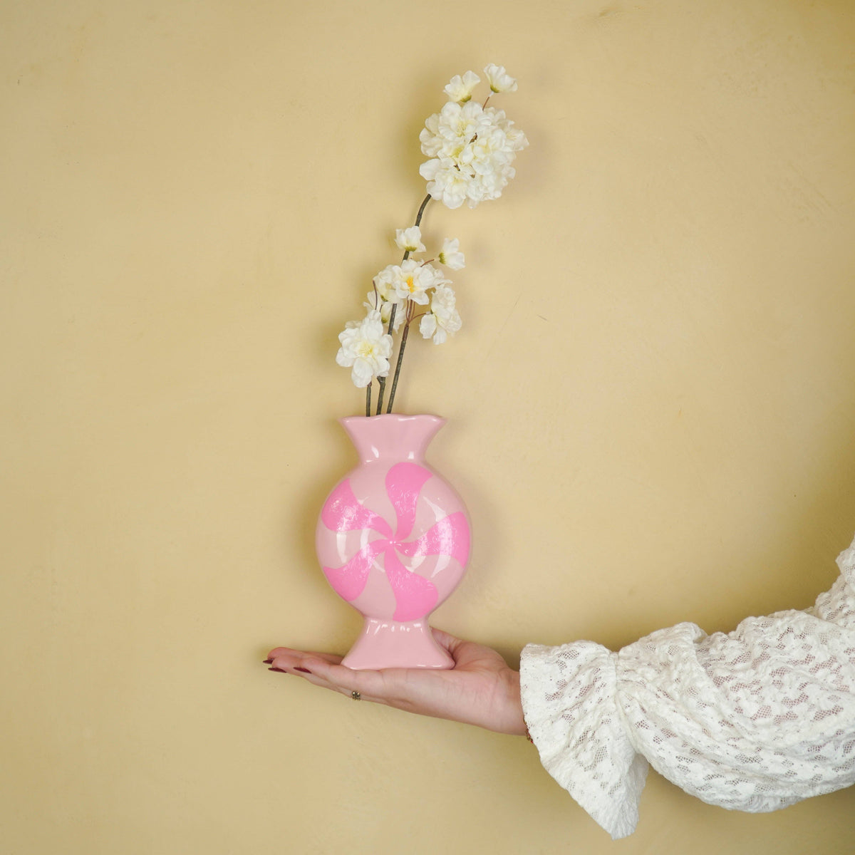 Blumenvase - Toffee-Bonbon - Keramik - Rosas 12x6,5x20cm