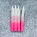Dip Dye Kerzen | neonpink-rosa-weiß | 4er Set