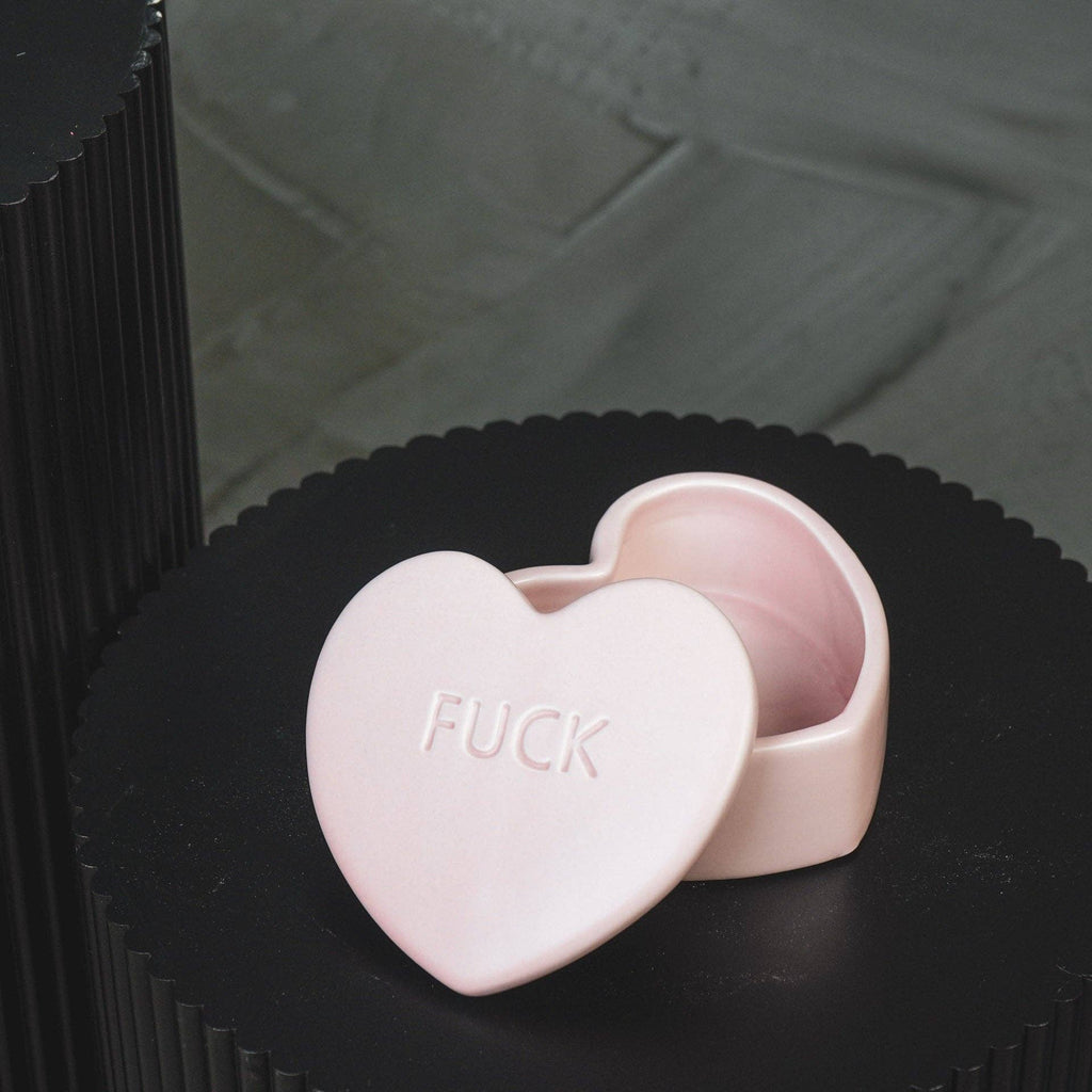 Dekoglas »Candy Heart 'FUCK'« Hellrosa, 12 x 11,5 x 6 cm